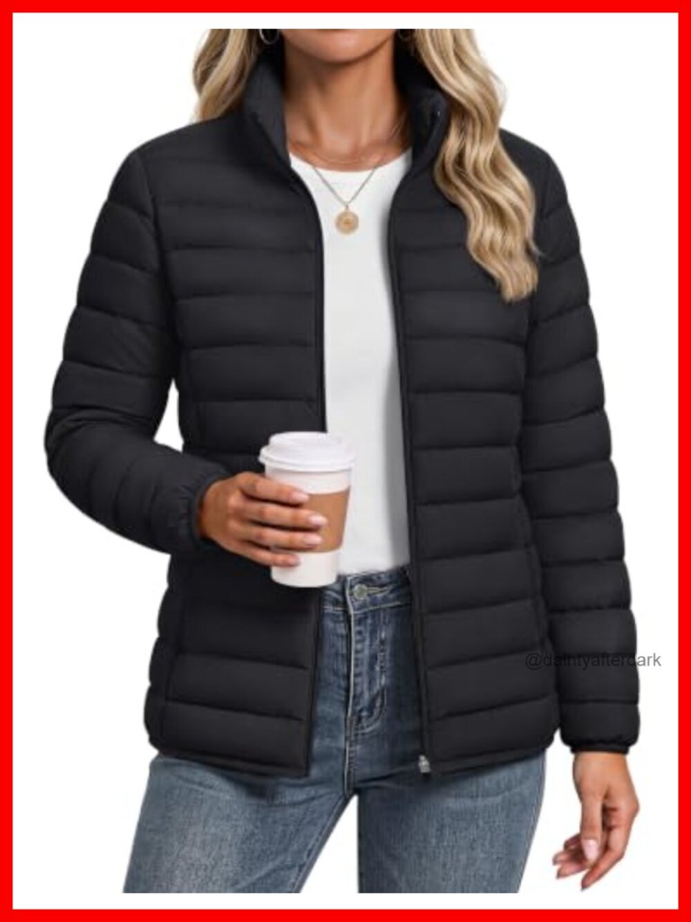 Women's Lightweight Quilted Puffer Jacket Zip Front Winter Coat